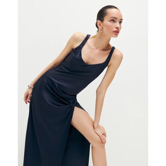 NWT Reformation Bevini High Slit Midi Dress Sleeveless V-Neck Danube sz M - Picture 3 of 9